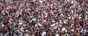 a large crowd of people pressed together