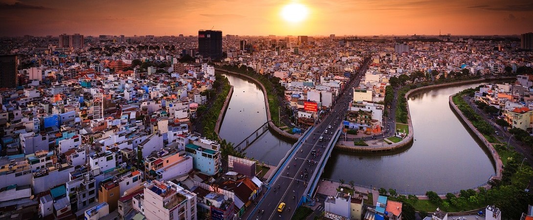 aerial view of a Vietnamese city