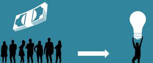 cartoon representation of how crowdfunding works