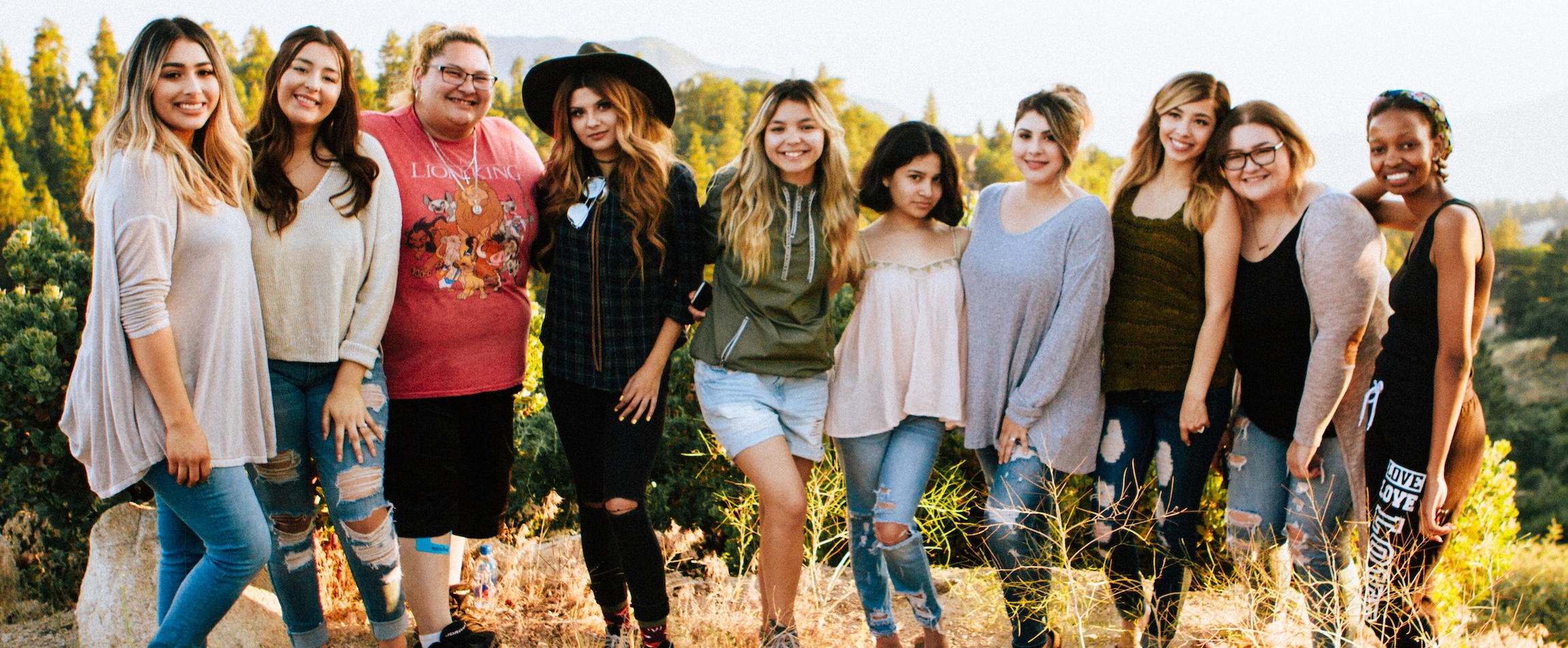 group of women standing in a line