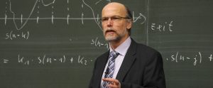 Professor Birger Kollmeier giving lecture in his classroom