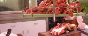 raw meat on sideboards