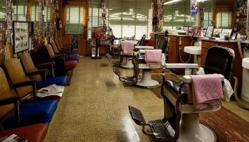 an empty barber shop