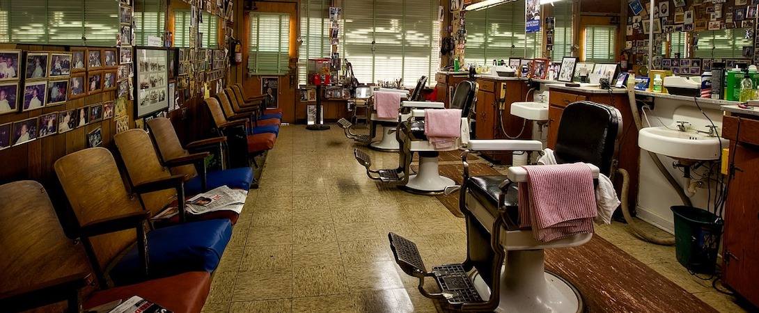 an empty barber shop