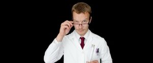 a doctor with a black background