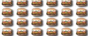 four rows of cartoon cheese burgers