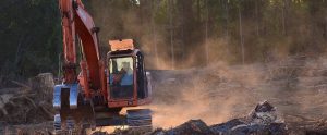 deforestation tractor cutting down forests