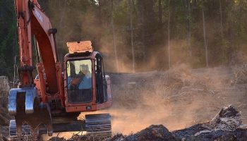 deforestation tractor cutting down forests