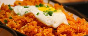 South Korean kimchi fried rice with egg on top