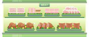 cartoon picture of different meat choices