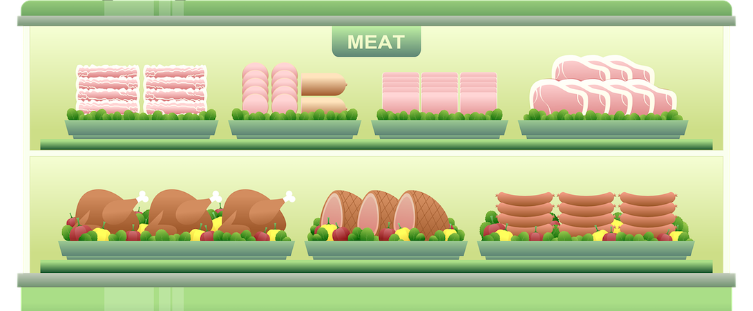 cartoon picture of different meat choices