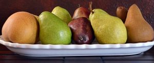 pears on a tray