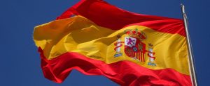 a Spanish flag waving in the wind