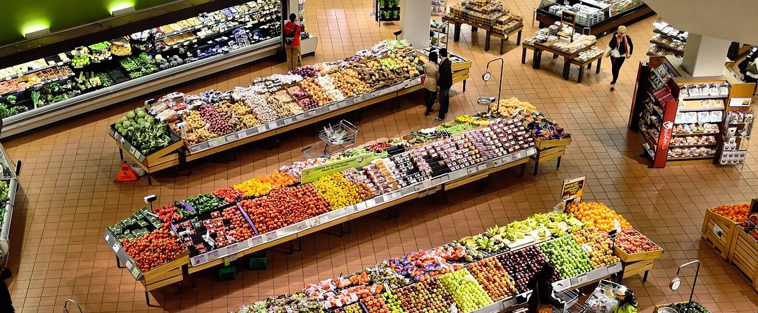 aerial view of supermarket