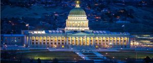 capitol building lighted up at night