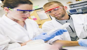 two researchers working on biotechnological advacements