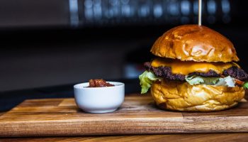 meat burger with cheese and lettuce