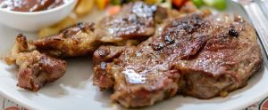 well done steak on a plate