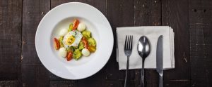 plate of vegetarian food with cutlery