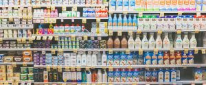 the dairy aisle in a supermarket