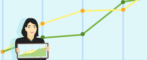cartoon woman holding a chart