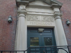entrance to a college psychology building