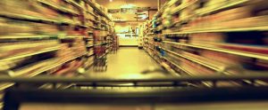 shopping cart in a shopping aisle