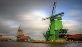 large colourful Dutch wind farms