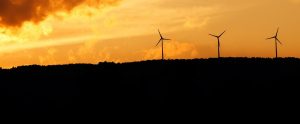 wind turbines in the distant