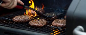 burgers on grill