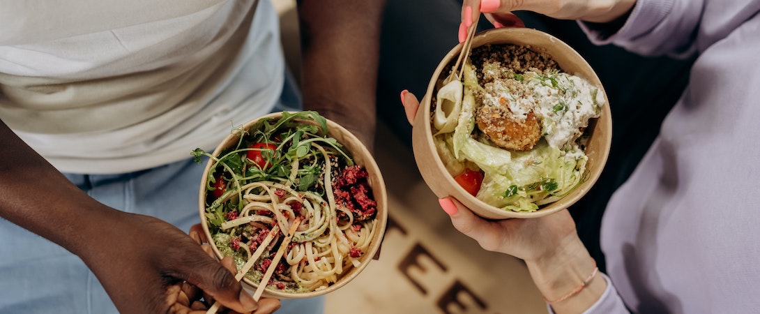 eating vegetarian bowls