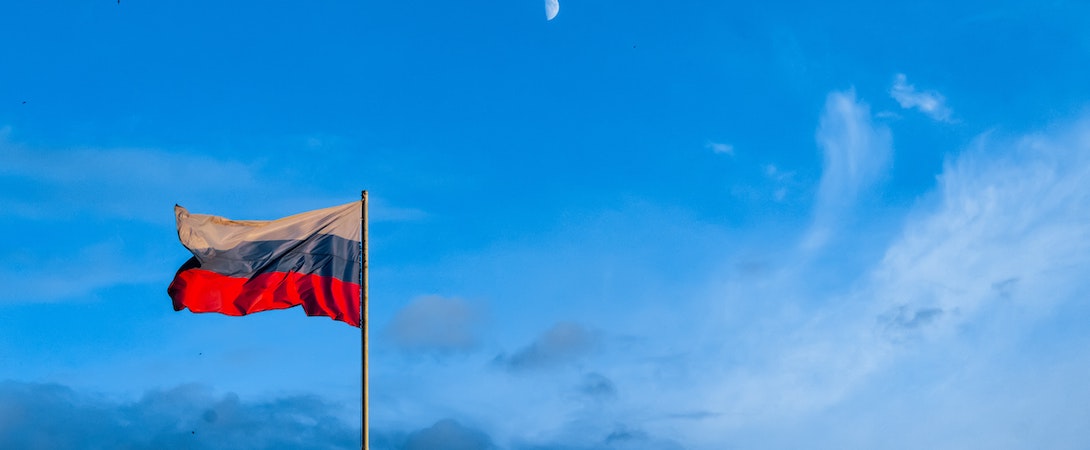 russian flag blue sky