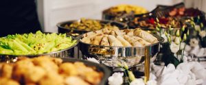 food in cafeteria buffet
