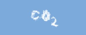 The word "CO2" written in clouds in the air