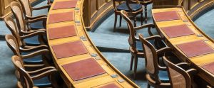German National Council chamber, empty.