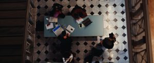 people studying in a library