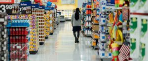 person walking in grocery store