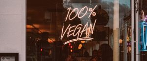 neon sign for vegan restaurant
