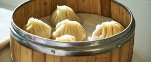 bowl of steamed dumplings