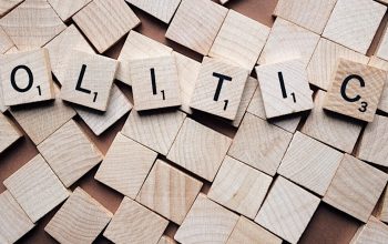 the word politics spelled out in small wooden tiles