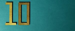 the number 10 in gold paper