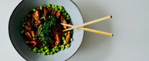 asian food bowl on white background