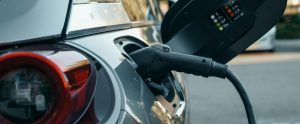 close-up of electric car charging