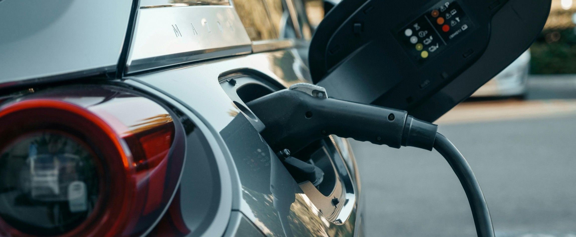close-up of electric car charging