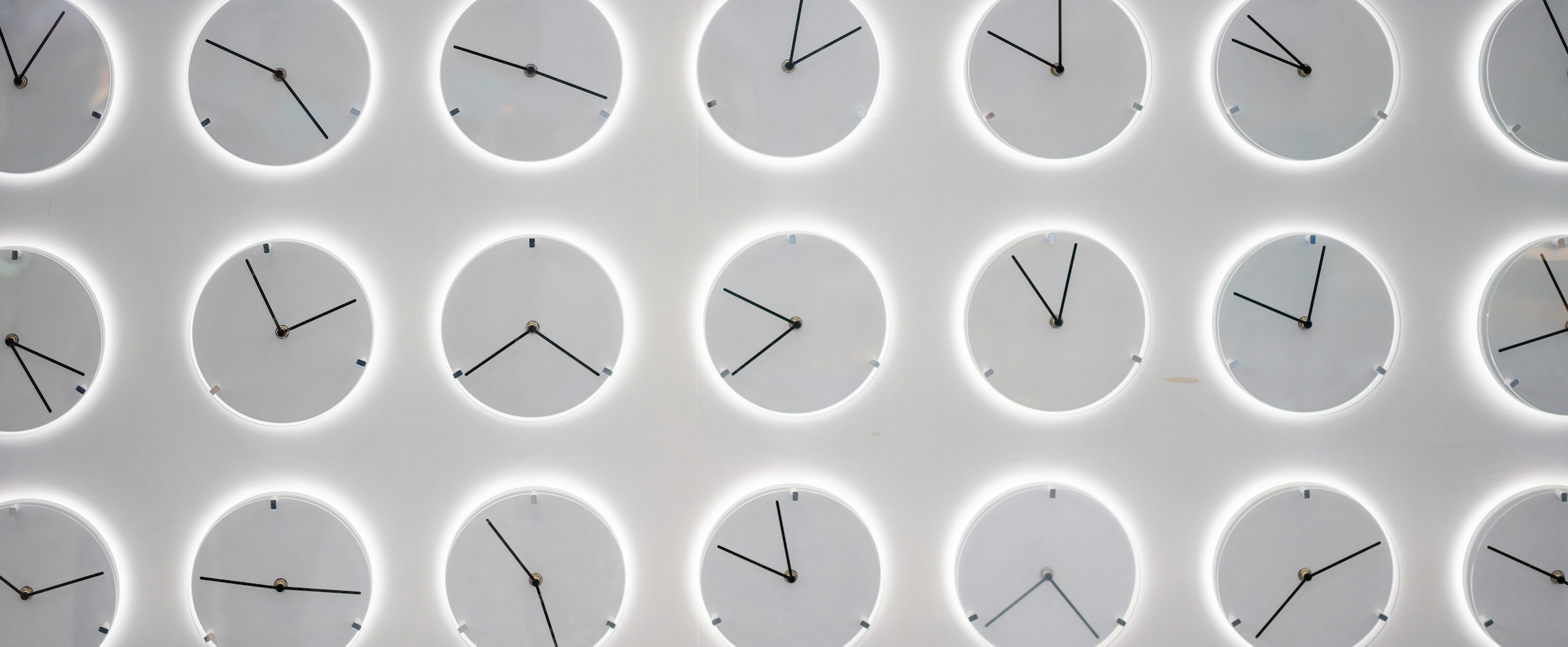 clocks in rows