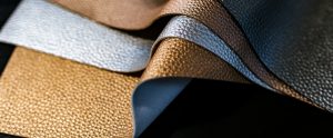 close-up of different coloured sheets of leather