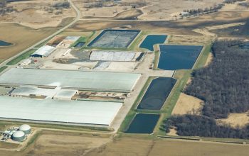 aerial view of massive dairy farm Rosendale Wisconsin
