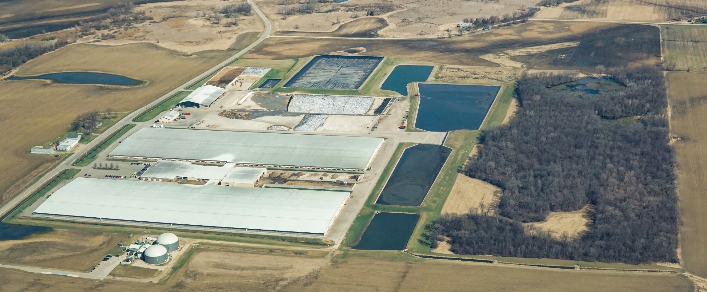 aerial view of massive dairy farm Rosendale Wisconsin