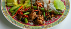 vegan stir fry with pulled oats